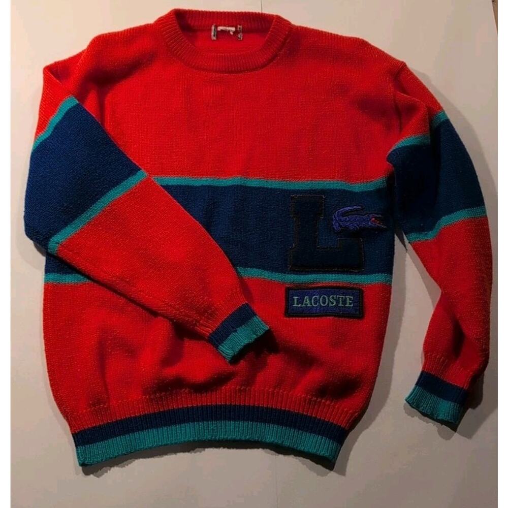 Vintage Lacoste Sweater - Oversized Logo - Multicolor